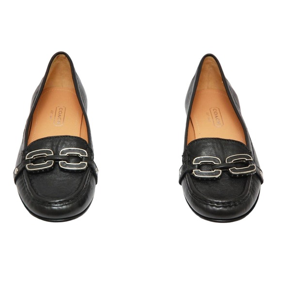 COACH ELLA Leather MOC LOAFER FLAT SHOE BLACK 5.5 NEW - Picture 3 of 6